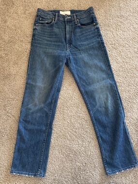 MOTHER High-waisted Rider Ankle Women's Straight-Leg Jeans in Blue Denim